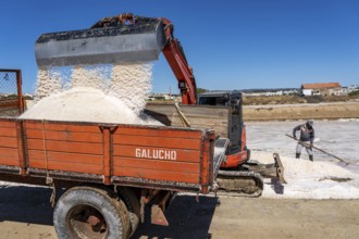 Salt extraction on the Algarve coast in Portugal, 95 per cent of Portuguese sea salt is extracted