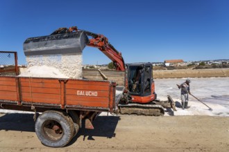 Salt extraction on the Algarve coast in Portugal, 95 per cent of Portuguese sea salt is extracted