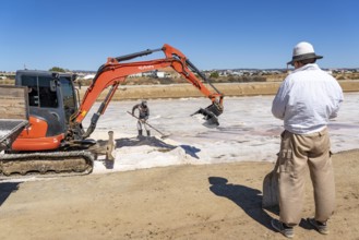 Salt extraction on the Algarve coast in Portugal, 95 per cent of Portuguese sea salt is extracted