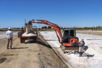 Salt extraction on the Algarve coast in Portugal, 95 per cent of Portuguese sea salt is extracted