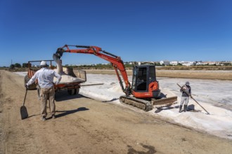 Salt extraction on the Algarve coast in Portugal, 95 per cent of Portuguese sea salt is extracted