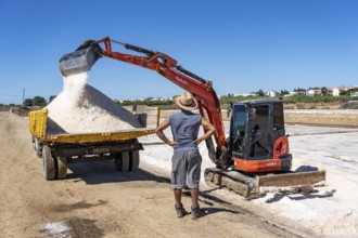 Salt extraction on the Algarve coast in Portugal, 95 per cent of Portuguese sea salt is extracted