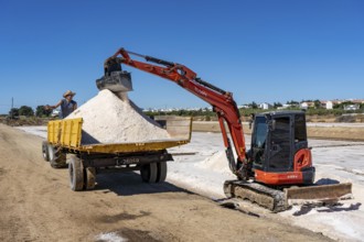 Salt extraction on the Algarve coast in Portugal, 95 per cent of Portuguese sea salt is extracted