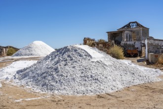 Salt extraction on the Algarve coast in Portugal, 95 per cent of Portuguese sea salt is extracted