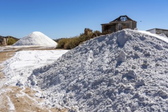 Salt extraction on the Algarve coast in Portugal, 95 per cent of Portuguese sea salt is extracted
