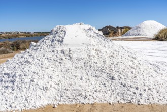 Salt extraction on the Algarve coast in Portugal, 95 per cent of Portuguese sea salt is extracted