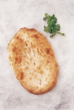 Georgian lavash bread, freshly baked, top view, on the table, no people