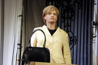 Christoph Marti (Merkel) at the photo rehearsal for Miss Merkel - Murder in the Uckermark at the