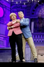 Christoph Marti (Merkel) and Tobias Bonn (Joachim Sauer) at the photo rehearsal for Miss Merkel -