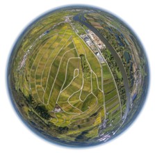 Aerial photo, wine-growing region Moselle Luxembourg, vineyards, Wellenstein, Saarland,
