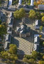 Baroque Ludwigskirche, Ludwigsplatz, Saarbrücken, Saarland, Germany, Europe, aerial view,