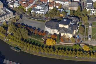 Saarländisches Staatstheater GmbH, Saarbrücken, Saarland, Germany, Europe, aerial view, birds-eyes