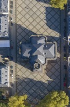 Baroque Ludwigskirche, Ludwigsplatz, Saarbrücken, Saarland, Germany, Europe, aerial view,