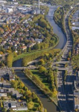 Roundabout BismarckbrückeSaar, Saar Island, Saarbrücken, Saarland, Germany, Europe, aerial view,