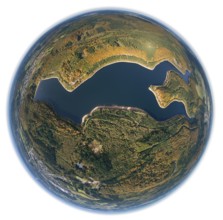 Nonnweiler reservoir, dam Primstalsperre Nonnweiler, Nonnweiler, Saarland, Germany, Europe, aerial