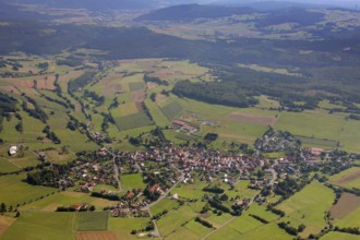 Aerial photograph, Schwarzenborn camp, tree meadow, Schwarzenborn, Hesse, Germany, Europe Aerial