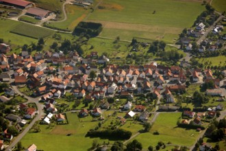 Aerial photograph, Schwarzenborn camp, tree meadow, Schwarzenborn, Hesse, Germany, Europe Aerial