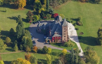 Aerial photo, guest house Schloss Saareck, Mettlach, Saarland, Germany, Europe, birds-eyes view,