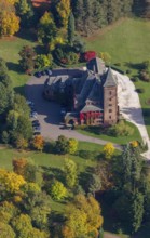 Aerial photo, guest house Schloss Saareck, Mettlach, Saarland, Germany, Europe, birds-eyes view,