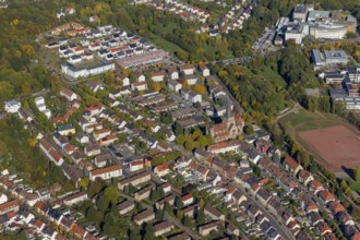 Church Burbach, Burbach, Saarbrücken, Saarland, Germany, Europe, aerial view, birds-eyes view,