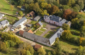 Hotel Schloss Münchweiler, Wadern, Saarbrücken, Saarland, Germany, Europe, aerial photo, birds-eyes