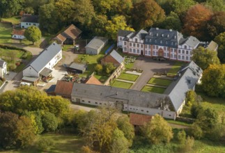 Hotel Schloss Münchweiler, Wadern, Saarbrücken, Saarland, Germany, Europe, aerial photo, birds-eyes