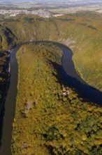 Aerial photo, Saarschleife, Saar, Burg Montclair, Mettlach, Saarland, Germany, Europe, birds-eyes