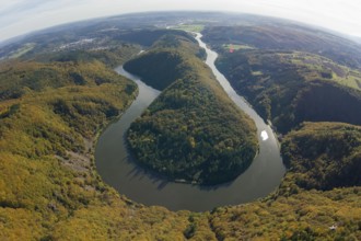 Aerial photo, Saarschleife, Saar, Burg Montclair, Mettlach, Saarland, Germany, Europe, birds-eyes