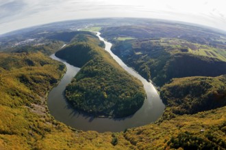 Aerial photo, Saarschleife, Saar, Burg Montclair, Mettlach, Saarland, Germany, Europe, birds-eyes