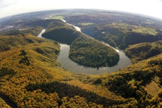 Aerial photo, Saarschleife, Saar, Burg Montclair, Mettlach, Saarland, Germany, Europe, birds-eyes