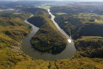 Aerial photo, Saarschleife, Saar, Burg Montclair, Mettlach, Saarland, Germany, Europe, birds-eyes