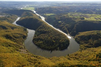 Aerial photo, Saarschleife, Saar, Burg Montclair, Mettlach, Saarland, Germany, Europe, birds-eyes