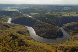 Aerial photo, Saarschleife, Saar, Burg Montclair, Mettlach, Saarland, Germany, Europe, birds-eyes