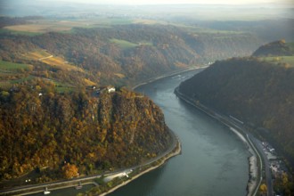 The Loreley, Lorelei, slate cliffs in the UNESCO World Heritage Upper Middle Rhine Valley near