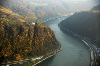 The Loreley, Lorelei, slate cliffs in the UNESCO World Heritage Upper Middle Rhine Valley near
