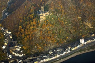 Burg Katz in the Rhine Valley, Rhine near St.Goarshausen, Sankt Goar, Rhine Valley,