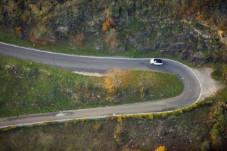 Serpentine roads in the vineyards of Oberwesel near Loreley, Rhine valley, Rhine wine, colourful