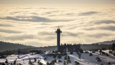 The Effelsberg, ski paradise in the Hochsauerland near Willingen with a view of a closed cloud