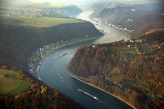 The Loreley, Lorelei, slate cliffs in the UNESCO World Heritage Upper Middle Rhine Valley near