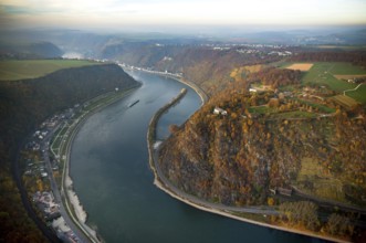 The Loreley, Lorelei, slate cliffs in the UNESCO World Heritage Upper Middle Rhine Valley near