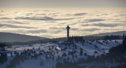 The Effelsberg, ski paradise in the Hochsauerland near Willingen with a view of a closed cloud