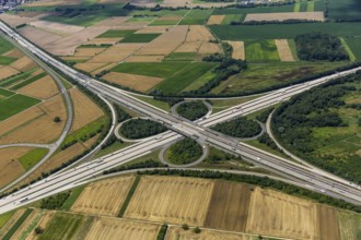 Motorway junction Walldorf, A5 and A6, cloverleaf, Walldorf, Baden-Württemberg, Germany, Europe,