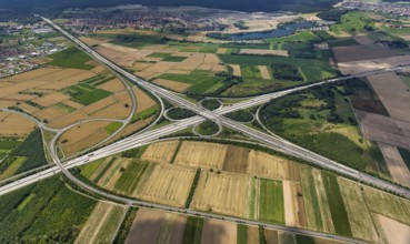 Motorway junction Walldorf, A5 and A6, cloverleaf, Walldorf, Baden-Württemberg, Germany, Europe,