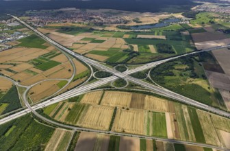Motorway junction Walldorf, A5 and A6, cloverleaf, Walldorf, Baden-Württemberg, Germany, Europe,