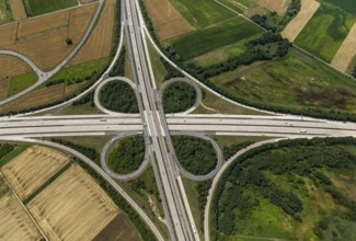 Motorway junction Walldorf, A5 and A6, cloverleaf, Walldorf, Baden-Württemberg, Germany, Europe,