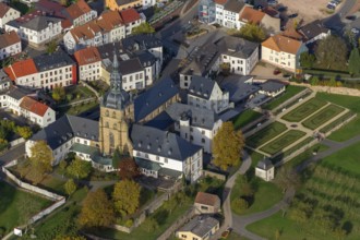 Church and Benedictine Abbey Tholey, Tholey, Saarbrücken, Saarland, Germany, Europe, aerial view,