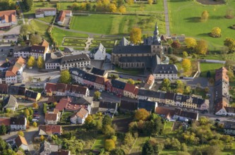 Church and Benedictine Abbey Tholey, Tholey, Saarbrücken, Saarland, Germany, Europe, aerial view,