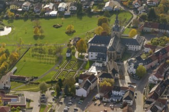 Church and Benedictine Abbey Tholey, Tholey, Saarbrücken, Saarland, Germany, Europe, aerial view,