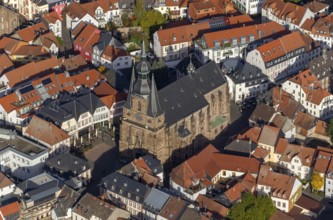 Wendalinusbasilika, basilica, Sankt Wendel, Saarbrücken, Saarland, Germany, Europe, aerial view,