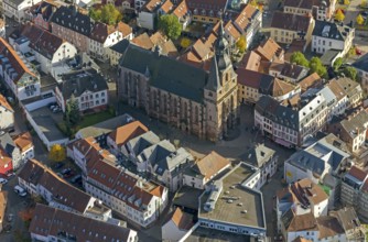 Wendalinusbasilika, basilica, Sankt Wendel, Saarbrücken, Saarland, Germany, Europe, aerial view,